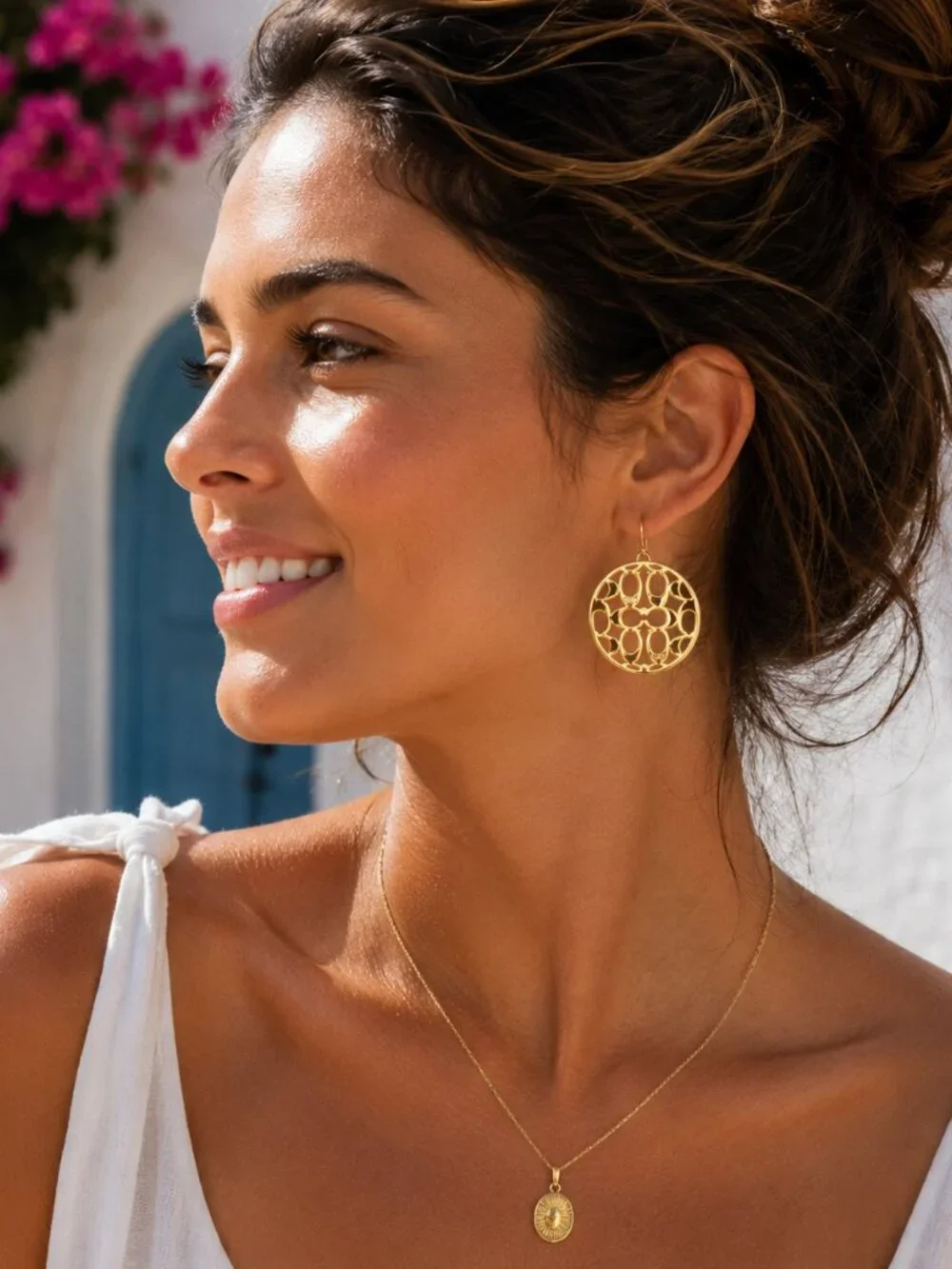 Coach Gold Tone Signature Openwork Earrings - Picture 2 of 3